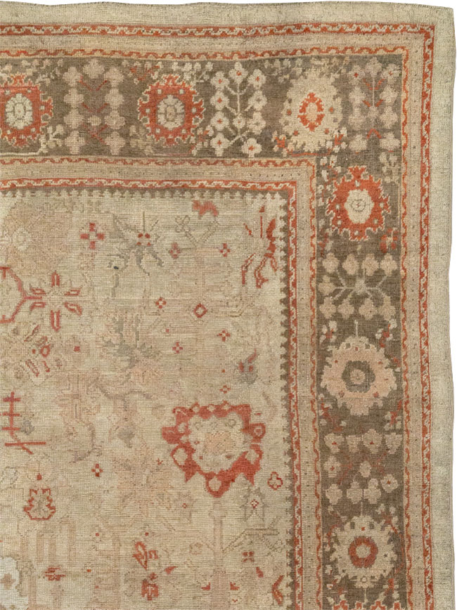 Antique Turkish Oushak Room Size Carpet, No.22086 - Galerie Shabab