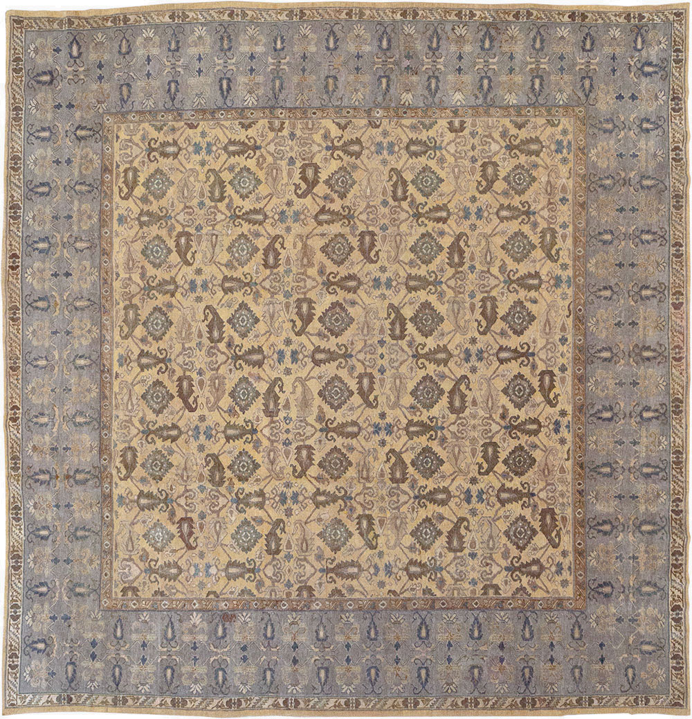 Antique Indian Lahore Large Square Room Size Carpet, No.22327 - Galerie Shabab