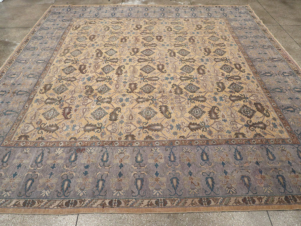 Antique Indian Lahore Large Square Room Size Carpet, No.22327 - Galerie Shabab