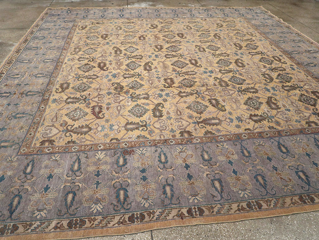 Antique Indian Lahore Large Square Room Size Carpet, No.22327 - Galerie Shabab