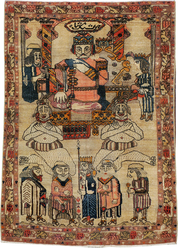 Antique Persian Malayer Pictoral Rug, No.22349 - Galerie Shabab