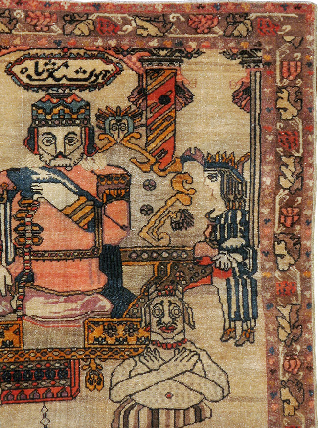 Antique Persian Malayer Pictoral Rug, No.22349 - Galerie Shabab