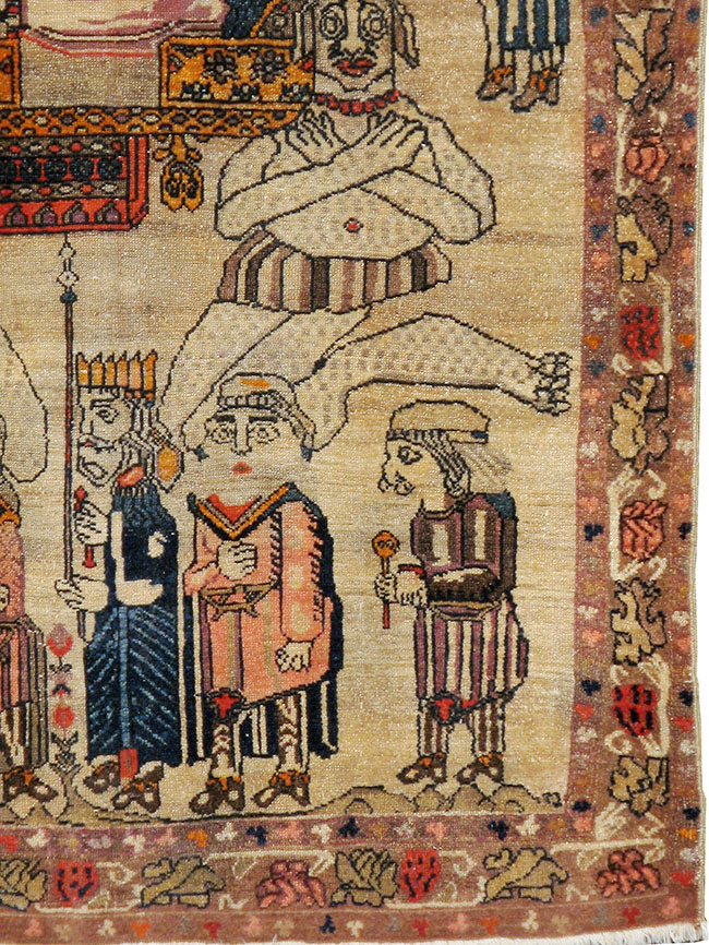 Antique Persian Malayer Pictoral Rug, No.22349 - Galerie Shabab