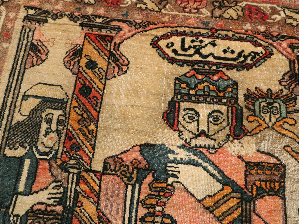 Antique Persian Malayer Pictoral Rug, No.22349 - Galerie Shabab