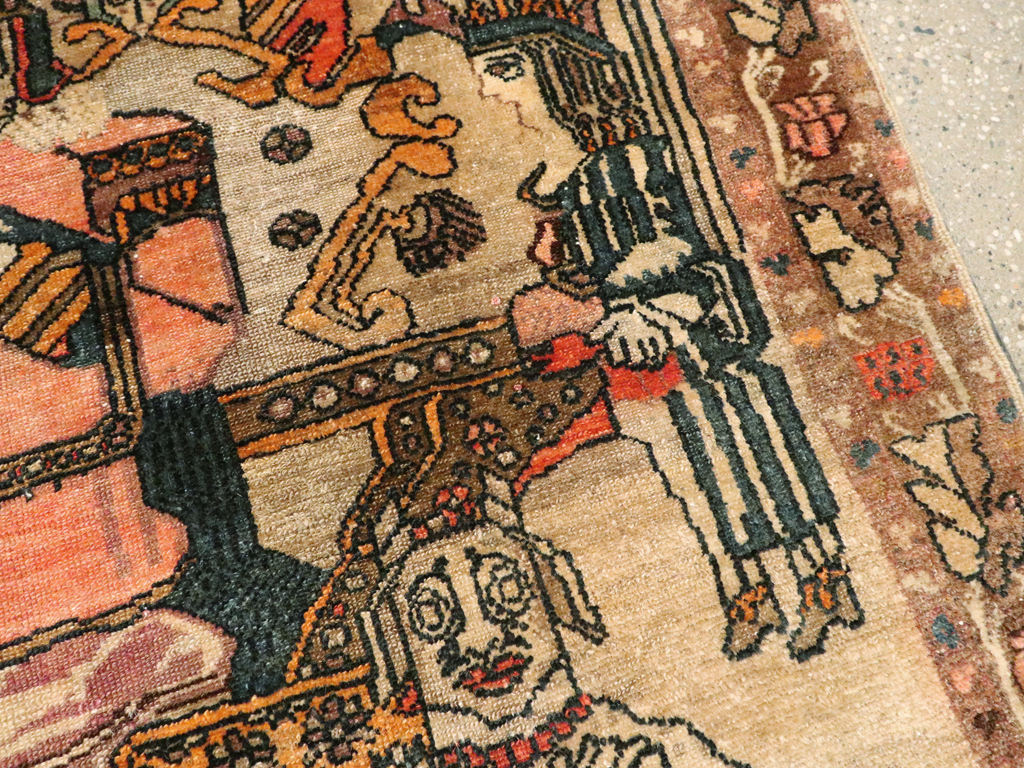 Antique Persian Malayer Pictoral Rug, No.22349 - Galerie Shabab