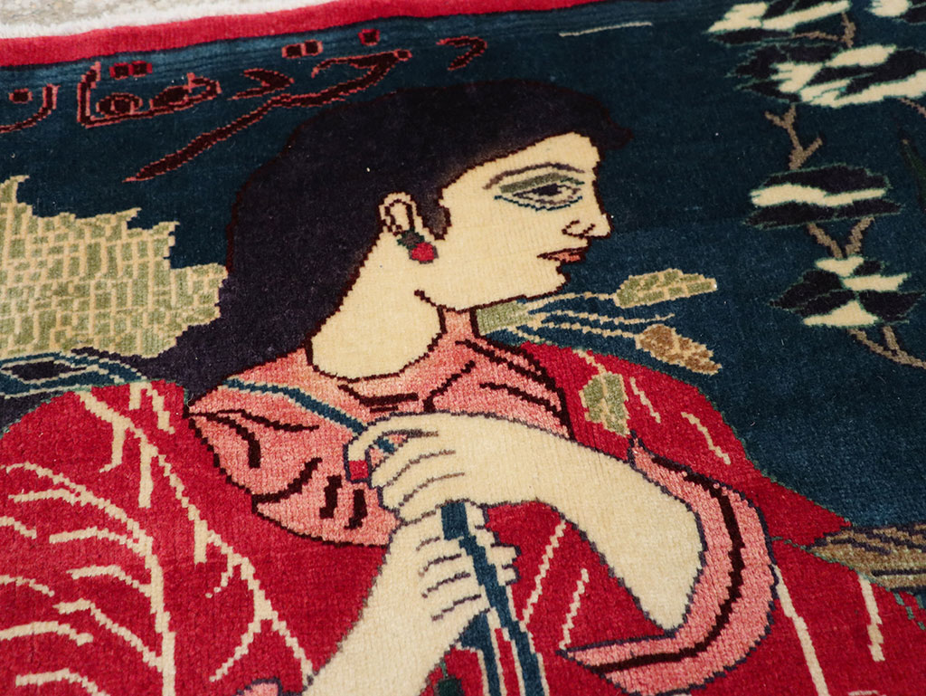 Vintage Persian Mahal Pictorial Rug, No.22402 - Galerie Shabab