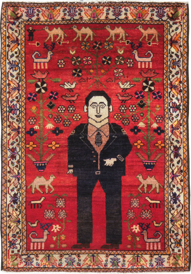 Vintage Persian Malayer Pictorial Rug, No.22476 - Galerie Shabab