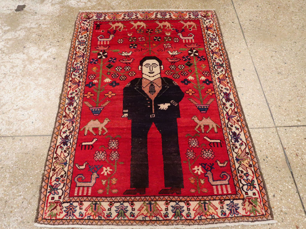 Vintage Persian Malayer Pictorial Rug, No.22476 - Galerie Shabab