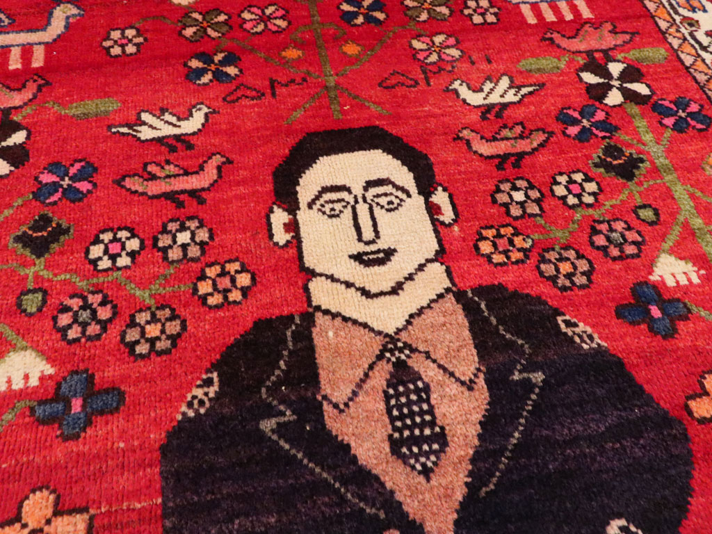 Vintage Persian Malayer Pictorial Rug, No.22476 - Galerie Shabab