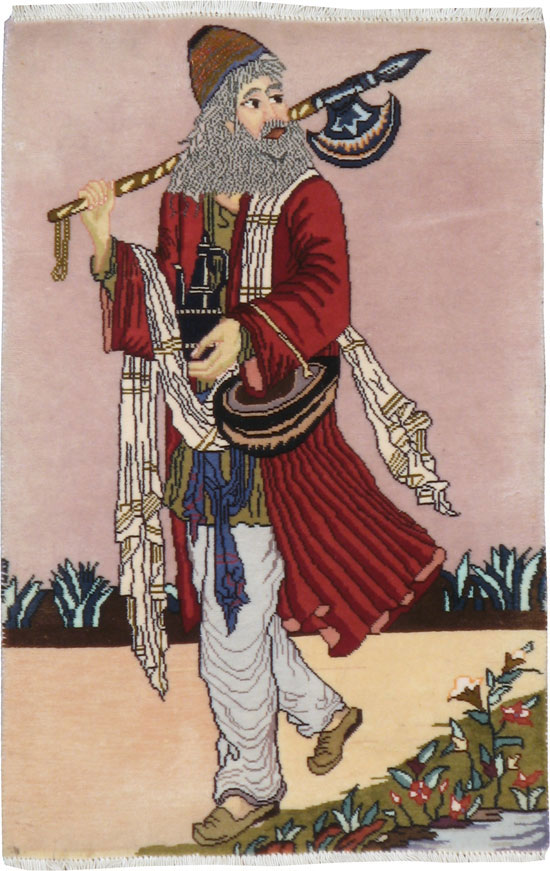 Vintage Persian Tabriz Pictorial Rug, No.22579 - Galerie Shabab