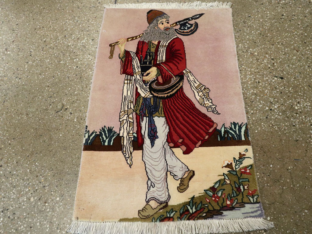 Vintage Persian Tabriz Pictorial Rug, No.22579 - Galerie Shabab