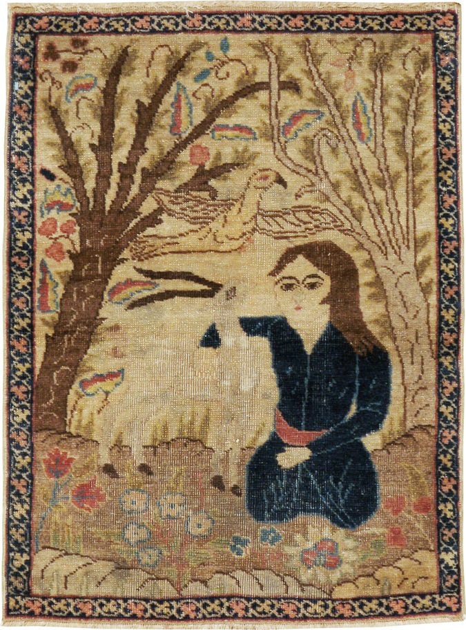 Vintage Persian Tabriz Pictorial Rug (Pair: 1 of 2), No.22595 - Galerie Shabab