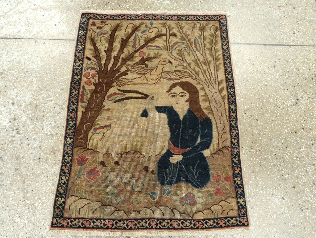 Vintage Persian Tabriz Pictorial Rug (Pair: 1 of 2), No.22595 - Galerie Shabab