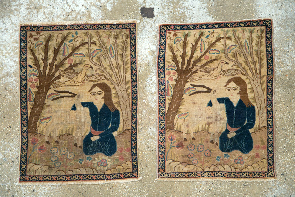 Vintage Persian Tabriz Pictorial Rug (Pair: 1 of 2), No.22595 - Galerie Shabab