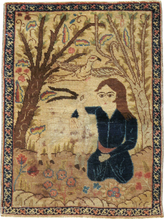 Vintage Persian Tabriz Pictorial Rug (Pair: 2 of 2), No.22596 - Galerie Shabab