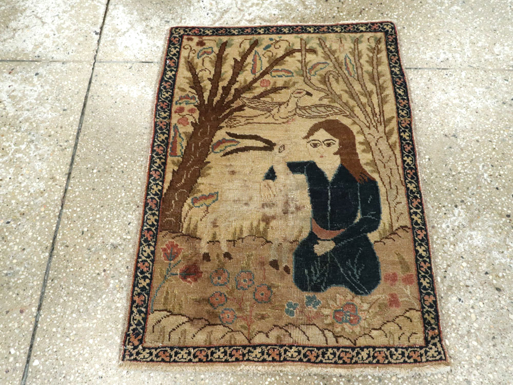 Vintage Persian Tabriz Pictorial Rug (Pair: 2 of 2), No.22596 - Galerie Shabab