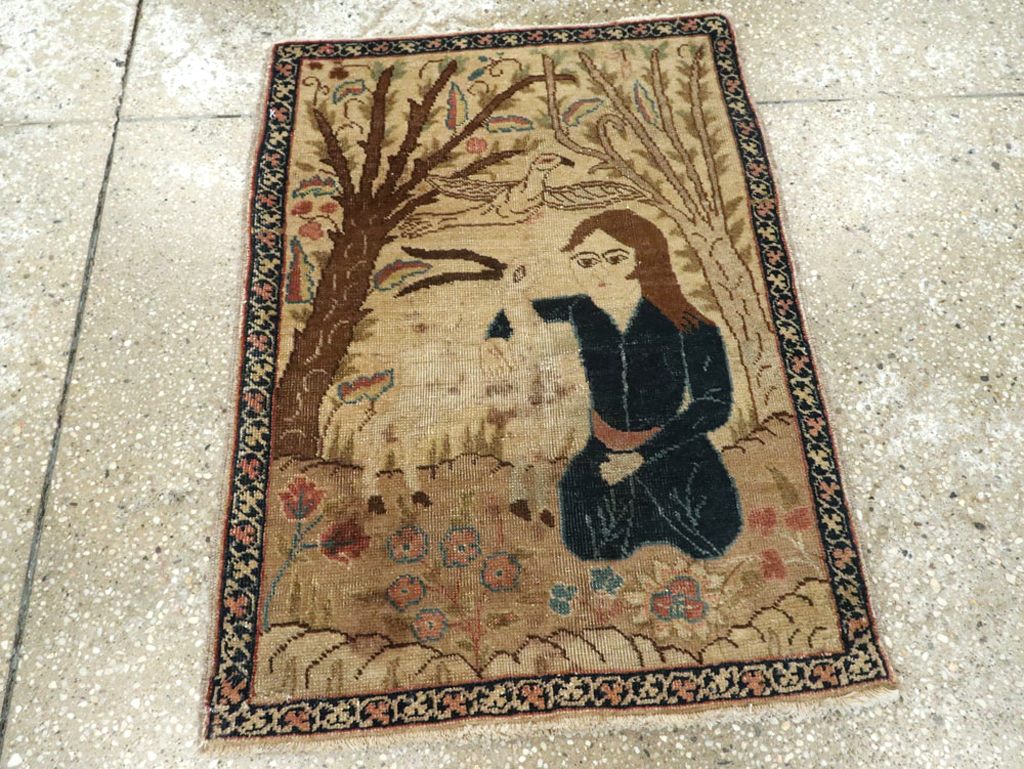 Vintage Persian Tabriz Pictorial Rug (Pair: 2 of 2), No.22596 - Galerie Shabab