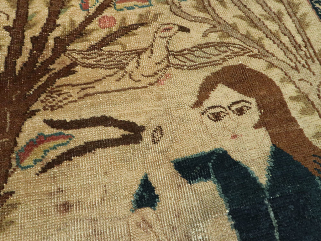 Vintage Persian Tabriz Pictorial Rug (Pair: 2 of 2), No.22596 - Galerie Shabab