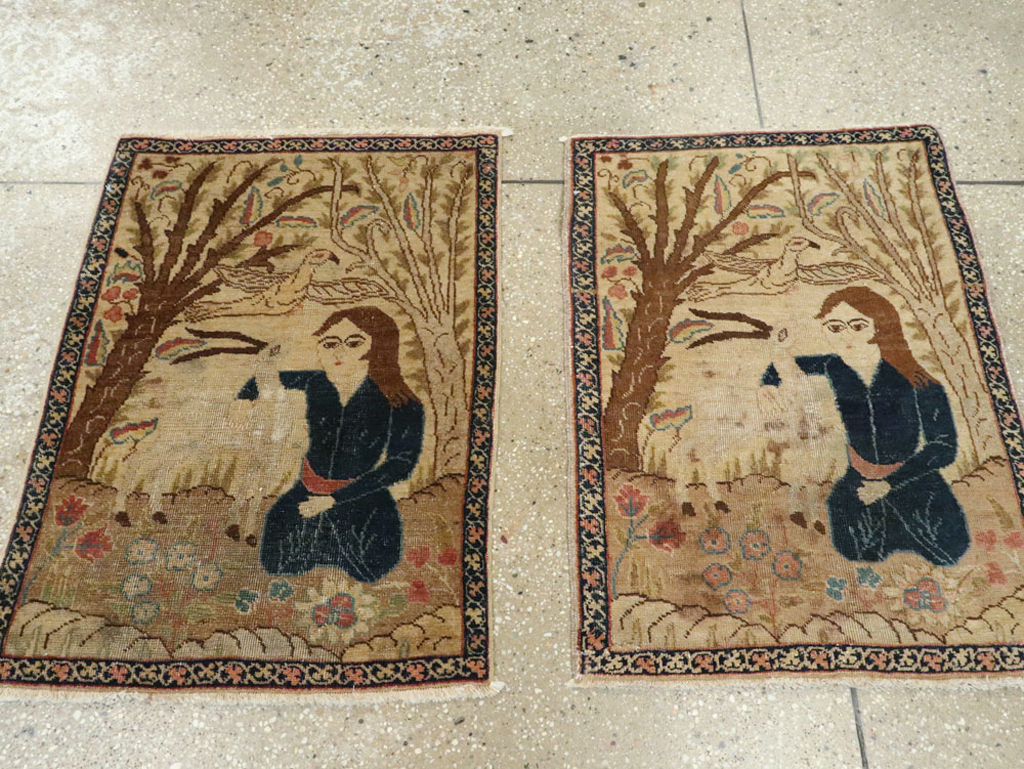 Vintage Persian Tabriz Pictorial Rug (Pair: 2 of 2), No.22596 - Galerie Shabab
