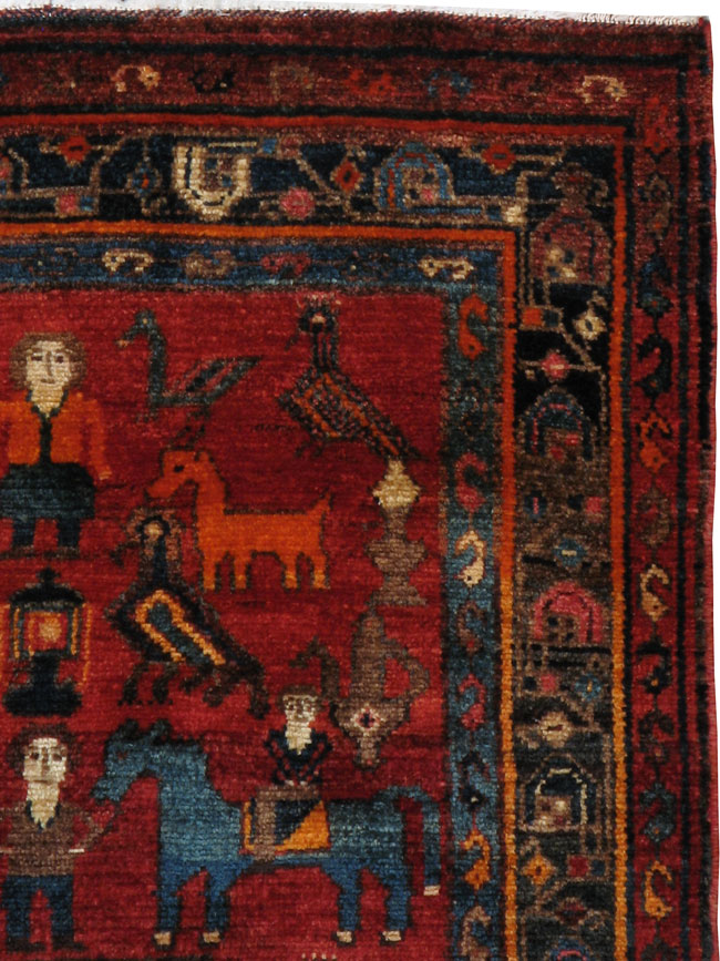 Vintage Persian Hamadan Pictorial Rug, No.22597 - Galerie Shabab