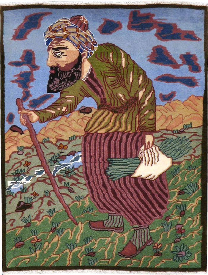 Vintage Persian Tabriz Pictorial Rug, No.22606 - Galerie Shabab