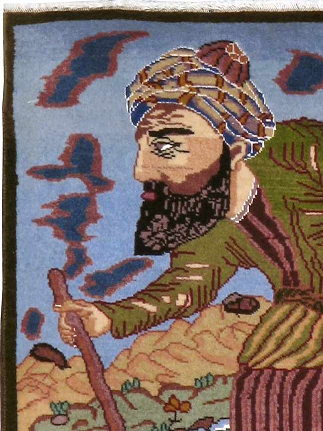 Vintage Persian Tabriz Pictorial Rug, No.22606 - Galerie Shabab