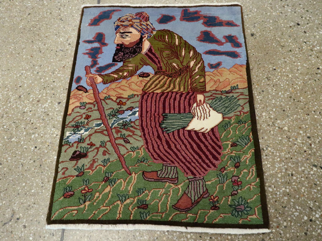 Vintage Persian Tabriz Pictorial Rug, No.22606 - Galerie Shabab