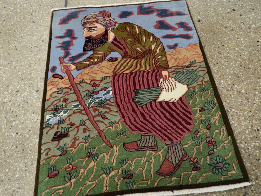 Vintage Persian Tabriz Pictorial Rug, No.22606 - Galerie Shabab