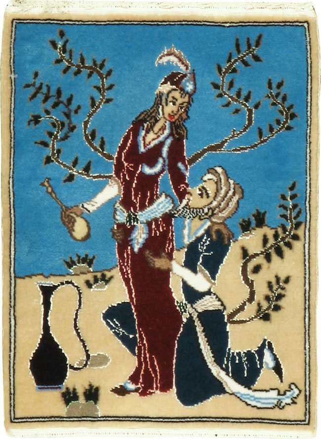 Vintage Persian Tabriz Pictorial Rug, No.22609 - Galerie Shabab