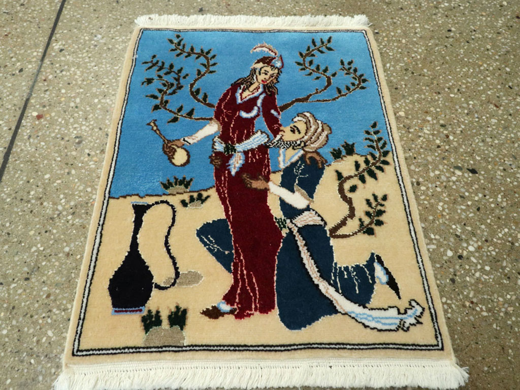 Vintage Persian Tabriz Pictorial Rug, No.22609 - Galerie Shabab