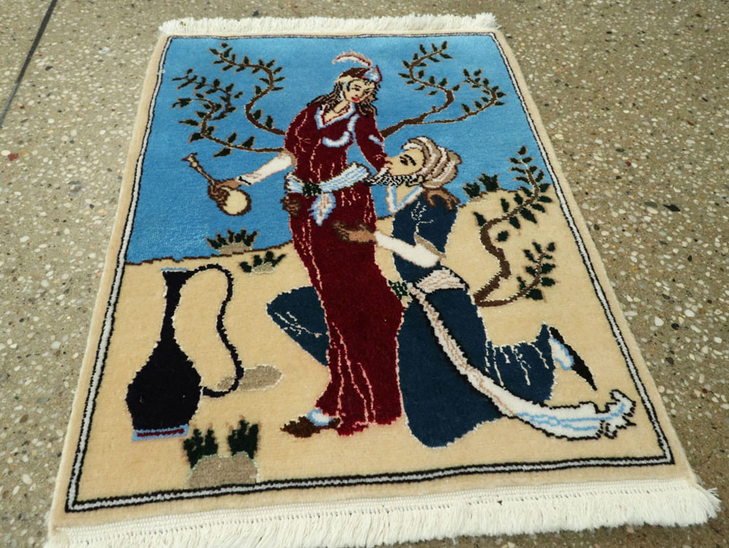 Vintage Persian Tabriz Pictorial Rug, No.22609 - Galerie Shabab