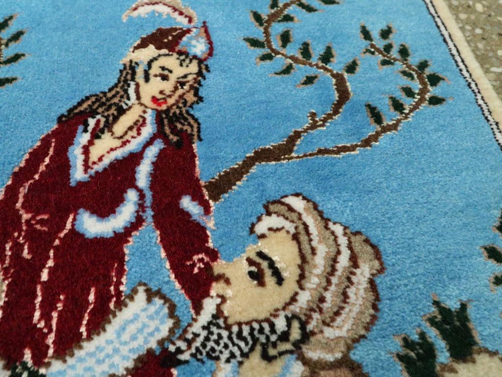 Vintage Persian Tabriz Pictorial Rug, No.22609 - Galerie Shabab