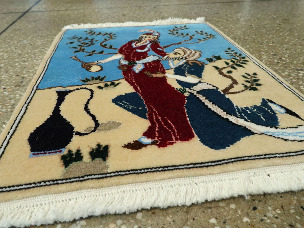 Vintage Persian Tabriz Pictorial Rug, No.22609 - Galerie Shabab