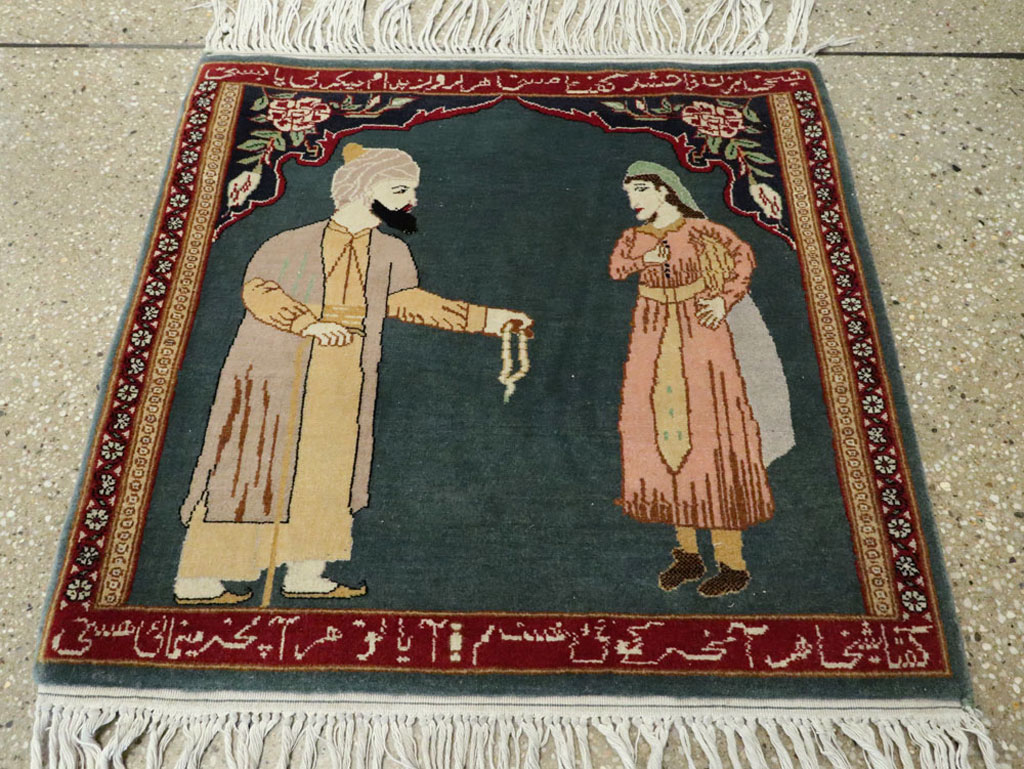 Vintage Persian Tabriz Pictorial Rug, No.22634 - Galerie Shabab