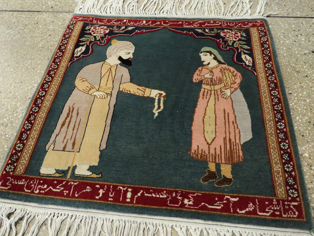 Vintage Persian Tabriz Pictorial Rug, No.22634 - Galerie Shabab