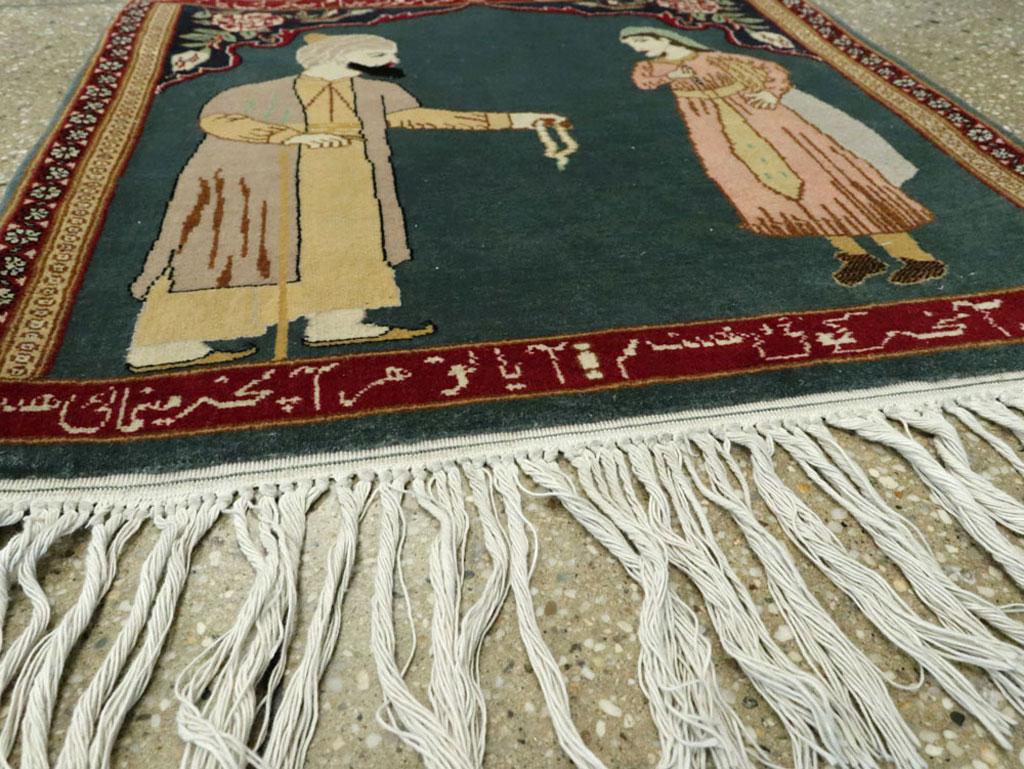 Vintage Persian Tabriz Pictorial Rug, No.22634 - Galerie Shabab