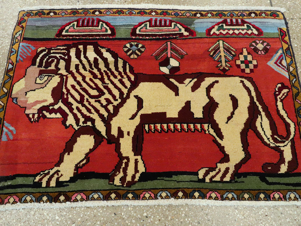 Vintage Persian Tabriz Pictorial Rug, No.22673 - Galerie Shabab