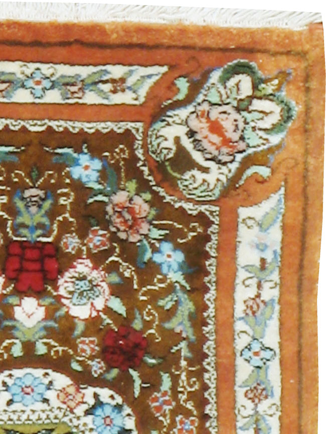 Vintage Persian Quom Silk Rug, No.22707 - Galerie Shabab