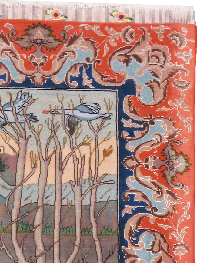 Vintage Persian Tabriz Pictorial Rug, No.22768 - Galerie Shabab