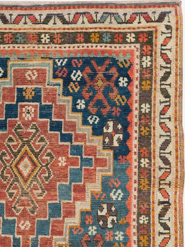 Antique Caucasian Kazak Square Throw Rug, No.22843 - Galerie Shabab