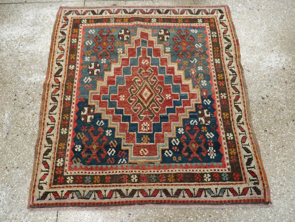 Antique Caucasian Kazak Square Throw Rug, No.22843 - Galerie Shabab
