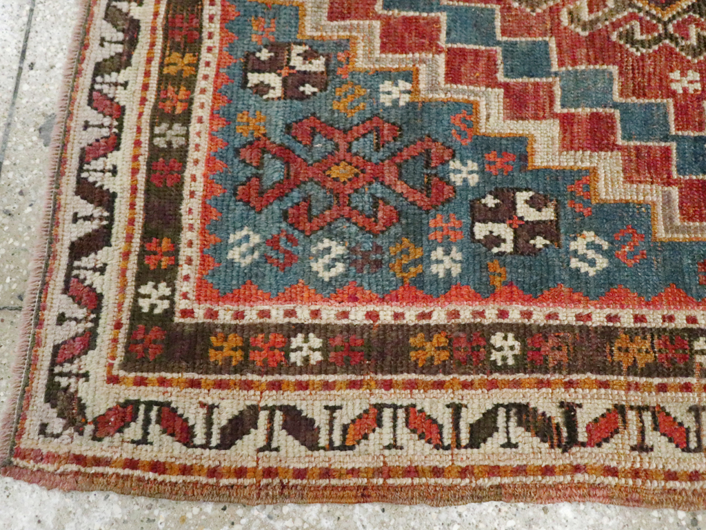 Antique Caucasian Kazak Square Throw Rug, No.22843 - Galerie Shabab