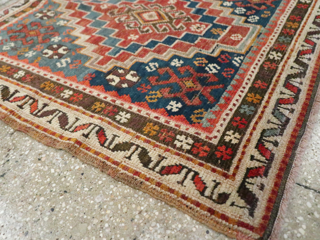 Antique Caucasian Kazak Square Throw Rug, No.22843 - Galerie Shabab