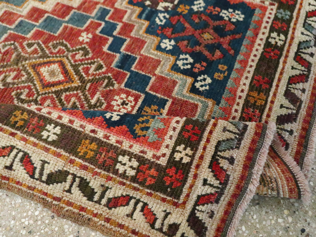 Antique Caucasian Kazak Square Throw Rug, No.22843 - Galerie Shabab