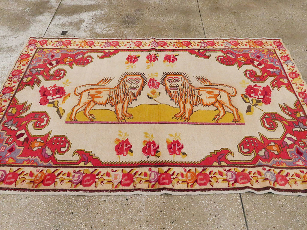 Antique Turkish Sivas Pictorial Rug, No.22859 - Galerie Shabab