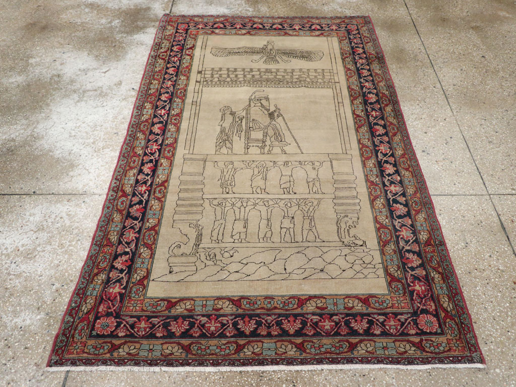 Antique Persian Lavar Kerman Pictorial Rug, No.22861 - Galerie Shabab