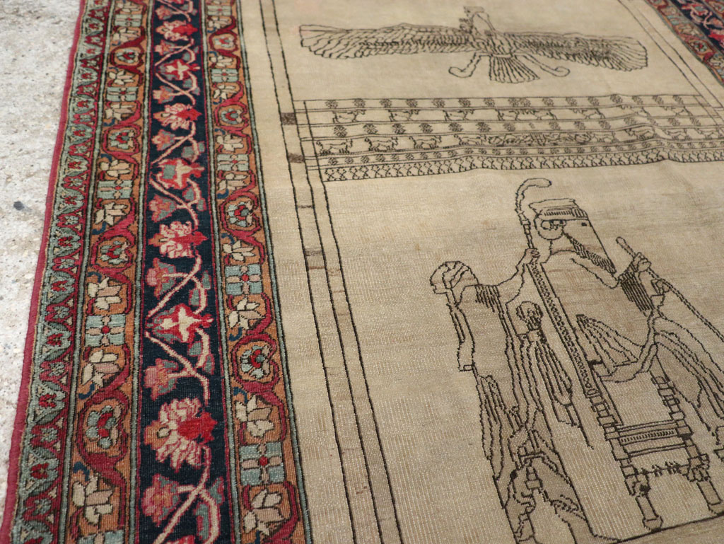 Antique Persian Lavar Kerman Pictorial Rug, No.22861 - Galerie Shabab