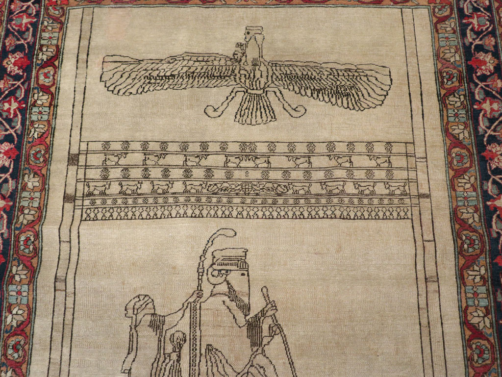 Antique Persian Lavar Kerman Pictorial Rug, No.22861 - Galerie Shabab