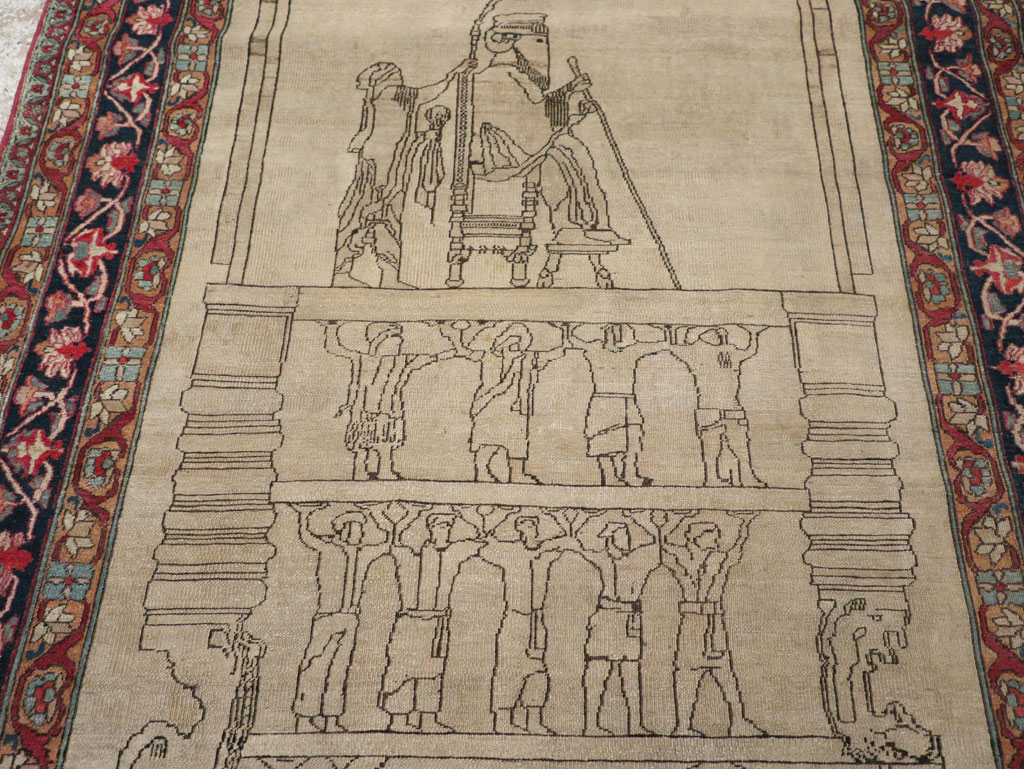 Antique Persian Lavar Kerman Pictorial Rug, No.22861 - Galerie Shabab