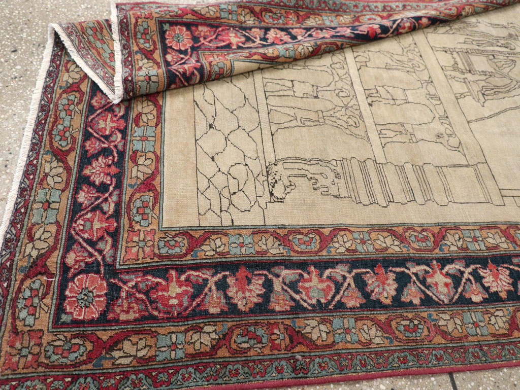 Antique Persian Lavar Kerman Pictorial Rug, No.22861 - Galerie Shabab